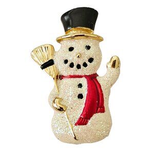 Vintage Enamel Numbered Snowman Brooch L186